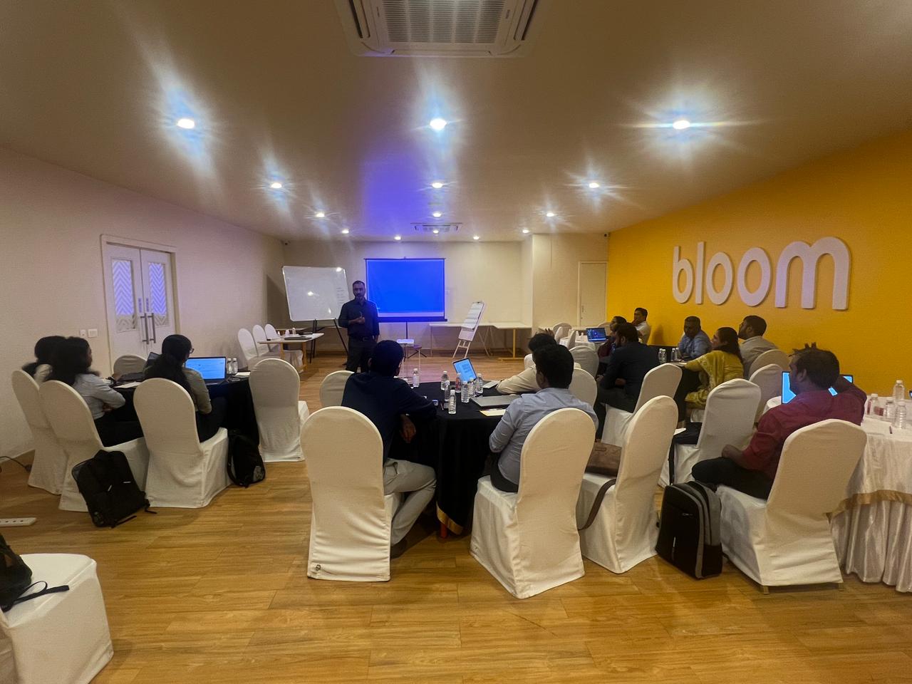 Facilitator leading a technology training session